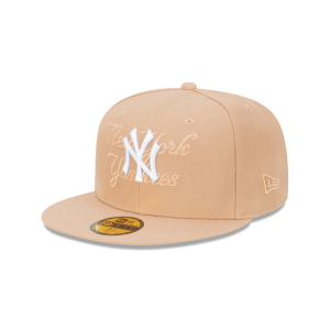 GORRA NEW ERA CAP NEW YORK YANKEES MLB TONAL SCRIPT 59FIFTY CERRADA BEIGE en STOCK