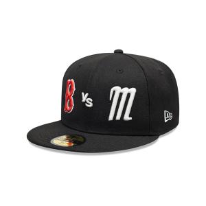 GORRA NEW ERA CAP BOSTON RED SOX VS SULTANES DE MONTERREY RETRO 59FIFTY CERRADA NEGRA en STOCK