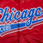 CHAMARRA CHICAGO CUBS SCRIPT TAIL MENS SATIN JACKET RED en STOCK