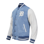 CHAMARRA DETROIT TIGERS VARSITY BLUES MENS DENIM VARSITY JACKET DENIM LINEN en STOCK