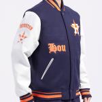 CHAMARRA STON ASTROS OLD ENGLISH RIB WOOL VARSITY JACKET MIDNIGHT NAVY ORANGE MIDNIGHT NAVY en STOCK