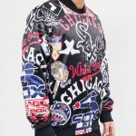 CHAMARRA AGO WHITE SOX AOP SATIN JACKET BLACK en STOCK