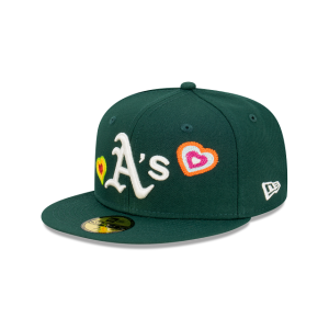 GORRA NEW ERA CAP OAKLAND ATHLETICS MLB CHAIN STITCH HEART 59FIFTY CERRADA en STOCK