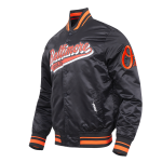 CHAMARRA BALTIMORE ORIOLES SCRIPT TAIL MENS SATIN JACKET BLACK ORANGE en STOCK