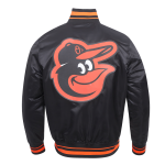 CHAMARRA BALTIMORE ORIOLES SCRIPT TAIL MENS SATIN JACKET BLACK ORANGE en STOCK