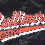CHAMARRA BALTIMORE ORIOLES SCRIPT TAIL MENS SATIN JACKET BLACK ORANGE en STOCK
