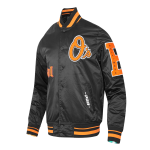 CHAMARRA TIMORE ORIOLES OLD ENGLISH RIB SATIN JACKET BLACK ORANGE en STOCK