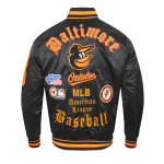 CHAMARRA TIMORE ORIOLES OLD ENGLISH RIB SATIN JACKET BLACK ORANGE en STOCK
