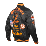 CHAMARRA TIMORE ORIOLES OLD ENGLISH RIB SATIN JACKET BLACK ORANGE en STOCK