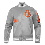CHAMARRA TIMORE ORIOLES OLD ENGLISH RIB SATIN JACKET GRAY en STOCK