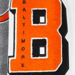 CHAMARRA TIMORE ORIOLES CLASSIC OLD ENGLISH RIB WOOL VARSITY JACKE HEATHER GREY WHITE BLACK en STOCK