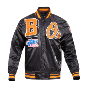 CHAMARRA IMORE ORIOLES MASH UP RIB SATIN JACKET BLACK ORANGE en STOCK