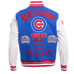 CHAMARRA AGO CUBS OLD ENGLISH WOOL VARSITY JACKET ROYAL RED en STOCK