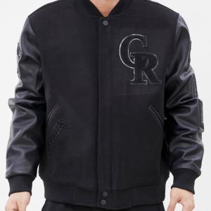 CHAMARRA RADO ROCKIES TRIPLE BLACK WOOL VARSITY JACKET TRIPLE BLACK en STOCK