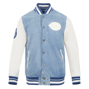 CHAMARRA CINCINNATI REDS VARSITY BLUES MENS DENIM VARSTIY JACKET DENIM LINEN en STOCK