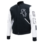 CHAMARRA GO WHITE SOX CLASSIC WOOL VARSITY JACKET BLACK WHITE en STOCK