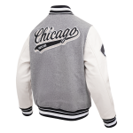 CHAMARRA CHICAGO WHITE SOX SCRIPT TAIL MENS RIB WOOL VARSITY HEATHER GREY WHITE BLACK en STOCK