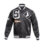 CHAMARRA AGO WHITE SOX MASH UP RIB SATIN JACKET BLACK GRAY en STOCK