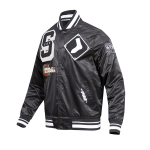 CHAMARRA AGO WHITE SOX MASH UP RIB SATIN JACKET BLACK GRAY en STOCK