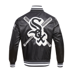 CHAMARRA AGO WHITE SOX MASH UP RIB SATIN JACKET BLACK GRAY en STOCK