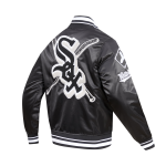 CHAMARRA AGO WHITE SOX MASH UP RIB SATIN JACKET BLACK GRAY en STOCK