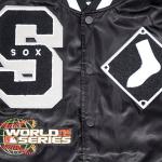CHAMARRA AGO WHITE SOX MASH UP RIB SATIN JACKET BLACK GRAY en STOCK
