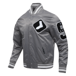 CHAMARRA AGO WHITE SOX OLD ENGLISH RIB SATIN JACKET GRAY en STOCK