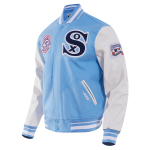CHAMARRA AGO WHITE SOX RETRO CLASSIC RIB WOOL VARSITY JACKET UNIVERSITY BLUE WHITE en STOCK