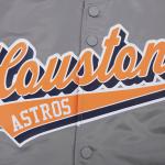 CHAMARRA HOUSTON ASTROS SCRIPT TAIL MENS SATIN JACKET GRAY en STOCK