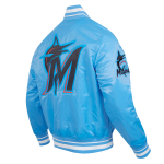 CHAMARRA MIAMI MARLINS SCRIPT TAIL MENS SATIN JACKET UNIVERSITY BLUE en STOCK