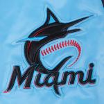 CHAMARRA MIAMI MARLINS SCRIPT TAIL MENS SATIN JACKET UNIVERSITY BLUE en STOCK