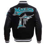 CHAMARRA IDA MARLINS RETRO CLASSIC RIB WOOL VARSITY JACKET BLACK en STOCK