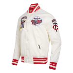 CHAMARRA NESOTA TWINS RETRO CLASSIC M RIB SATIN JACKET EGGSHELL RED en STOCK