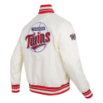 CHAMARRA NESOTA TWINS RETRO CLASSIC M RIB SATIN JACKET EGGSHELL RED en STOCK