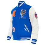 CHAMARRA YORK METS PRO PREP WOOL VARSITY JACKET ROYAL BLUE WHITE en STOCK