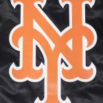 CHAMARRA NEW YORK METS SCRIPT TAIL MENS SATIN JACKET BLACK ROYAL BLUE BLACK en STOCK