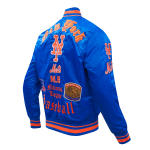 CHAMARRA YORK METS OLD ENGLISH RIB SATIN JACKET ROYAL ORANGE ROYAL en STOCK