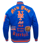 CHAMARRA YORK METS OLD ENGLISH RIB SATIN JACKET ROYAL ORANGE ROYAL en STOCK