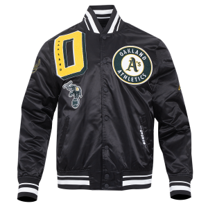 CHAMARRA LAND ATHLETICS MASH UP M RIB SATIN JACKET BLACK en STOCK