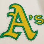 CHAMARRA AND ATHLETICS RETRO CLASSIC RIB WOOL VARSITY JACKET EGGSHELL KELLY GREEN en STOCK