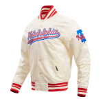 CHAMARRA PHILADELPHIA PHILLIES SCRIPT TAIL MENS SATIN JACKET EGGSHELL RED en STOCK
