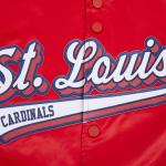CHAMARRA ST LOUIS CARDINALS SCRIPT TAIL MENS SATIN JACKET RED MIDNIGHT NAVY RED en STOCK