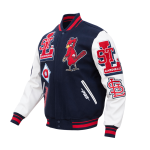 CHAMARRA OUIS CARDINALS RETRO MASH UP RIB WOOL VARSITY JACKET MIDNIGHT NAVY RED MIDNIGHT NAVY en STOCK